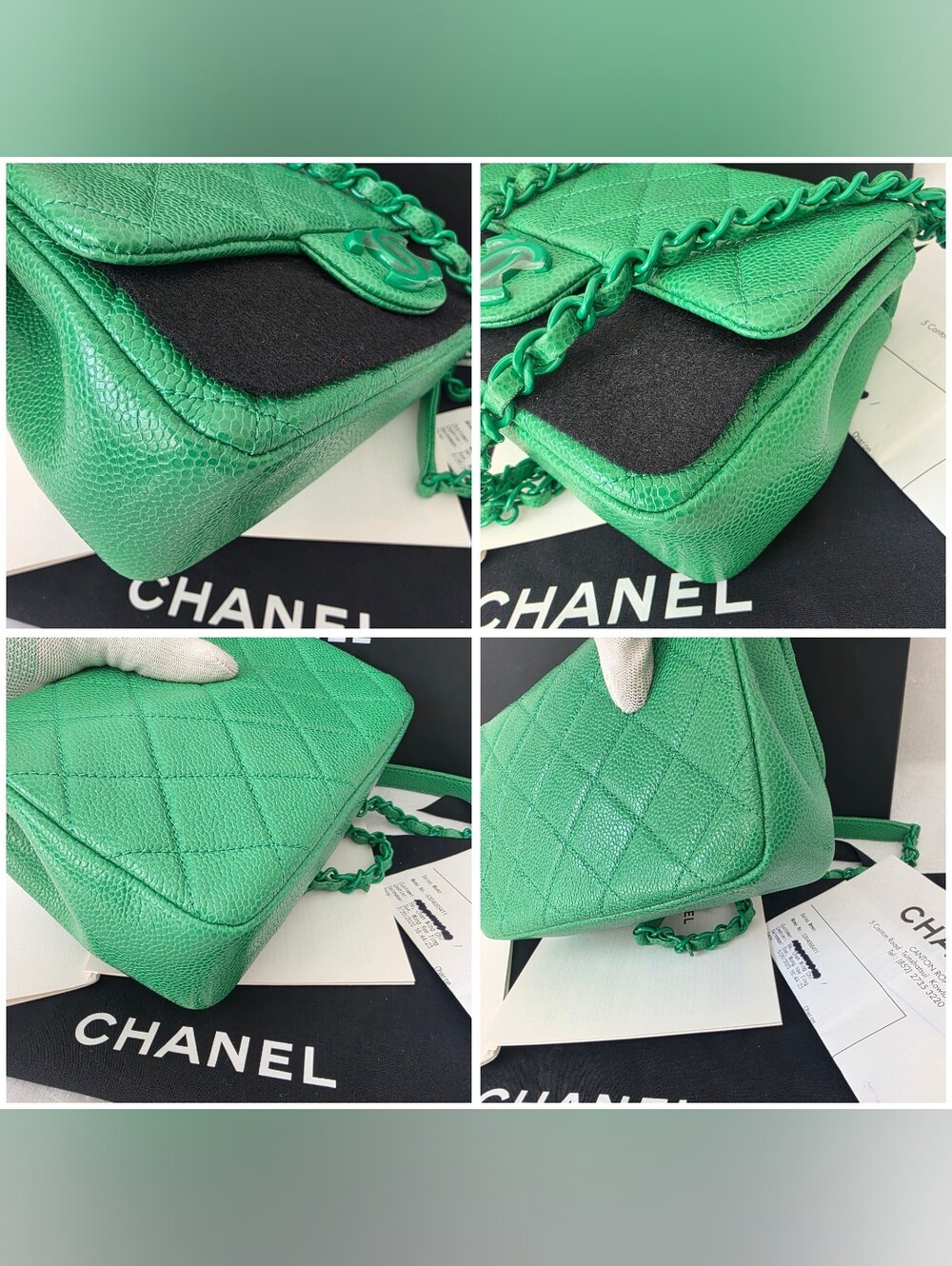 Auth CHANEL Quilted Caviar Incognito Mini Flap Crossbody Bag - Picture 11 of 11
